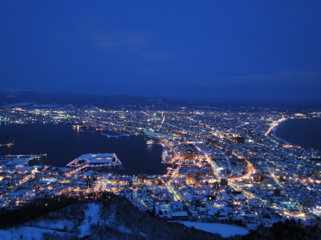 冬天的函館山夜景